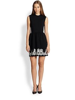 Valentino Lace Detail Knit Dress   Black White