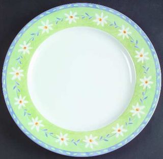 Mikasa Floral Lane Dinner Plate, Fine China Dinnerware   Green&Blue Bands,Daisie