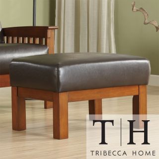 Tribecca Home Hills Bi cast Faux Leather Ottoman