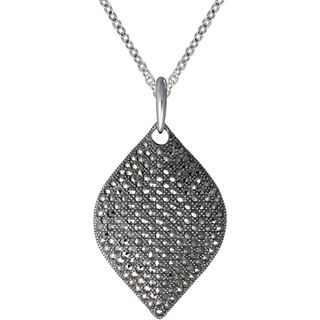 Marcasite Sterling Silver Leaf Pendant, Womens