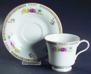 Liling Ling Rose Footed Cup & Saucer Set, Fine China Dinnerware   Multicolor Flo