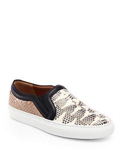 Givenchy Snake Embossed Leather Skate Sneakers   Rosewood