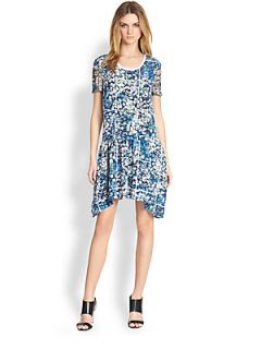 Timo Weiland Annabelle Silk Floral Print Dropped Waist Dress   Floral Grid