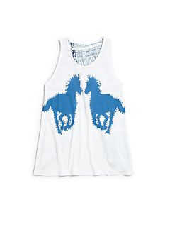 Flowers by Zoe Toddlers & Little Girls Embellished Horse Tank Top   White