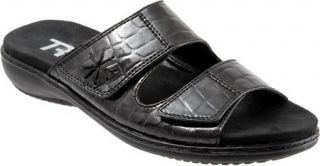 Womens Trotters Tami   Black Croc Patent Sandals