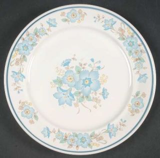Carico Celeste Salad Plate, Fine China Dinnerware   Stoneware, Blue Band And Flo