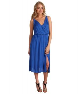 BCBGMAXAZRIA V Neck Jersey Dress Womens Dress (Blue)