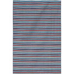 Flat Weave Blue/ Red Wool Rug (9 X 12)