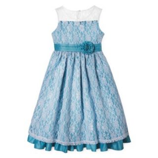 Rosenau Girls Lace Overlay Dressy Dress   6 Aqua