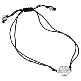 Womens Friendship Bracelet with Tree of Life Icon   Black/Silver