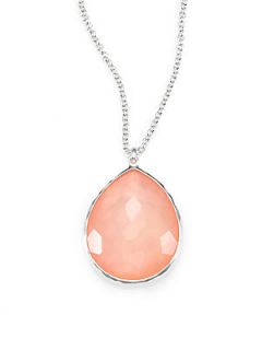 IPPOLITA Mother of Pearl and Clear Quartz Large Teardrop Necklace/Blush   Silver