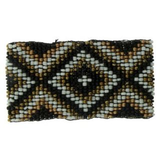Womens Tribal Print Seed Bead Stretch Bracelet   Brown/Multicolor