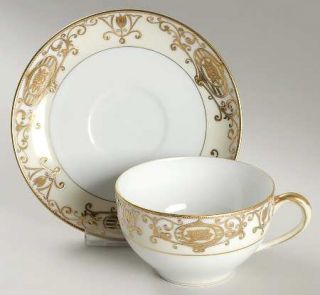Noritake 175 Oversized Cup & Saucer Set, Fine China Dinnerware   Gold Flowers &