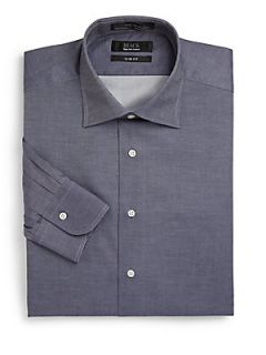 Chambray Cotton Button Front Shirt/Slim Fit   Blue