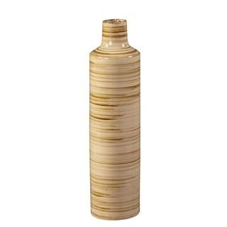 Medium Beige With Brown Stripes Glazed Ceramic Vase