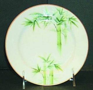 Noritake 1538g Bread & Butter Plate, Fine China Dinnerware   Green Bamboo,Gold T