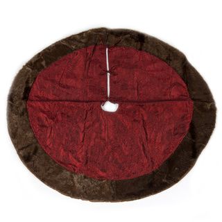 Christmas Burgundy Tree Skirt With Mink Fur Border By Selections By Chaumont