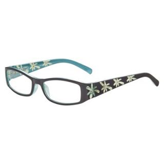 ICU Blue Etched Floral Rhinestones Reading Glasses with Case   +2.5