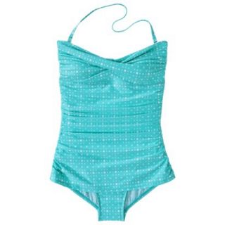 Clean Water Womens Polka Dot Swim Dress  Aqua XS