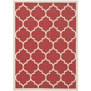 Safavieh Indoor/ Outdoor Courtyard Trellis pattern Red/ Bone Rug (4 X 57)