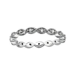 ONLINE ONLY   Diamond Flower Stackable Ring 1/4 CT. T.W. Silver, White, Womens