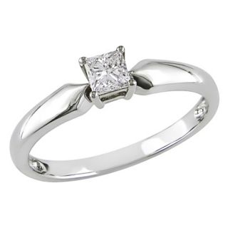 10K White Gold 1/3ct Princess Diamond Solitaire Ring