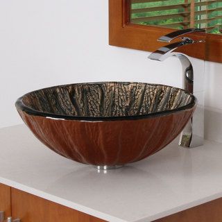Elite 7015 Antique Copper Design Tempered Glass Bathroom Vessel Sink (Multicolor Antique CopperInterior/Exterior Both Faucet settings Vessel Style FaucetType Bathroom Vessel Sink Material High Grade Tempered GlassHole size requirements 1.75 inch stan