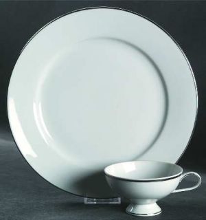 Thomas Tho7 Dinner Plate, Fine China Dinnerware   White & Platinum