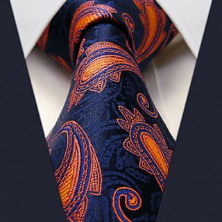 Mens Business Dark Blue Floral Print Necktie