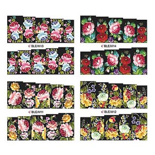 1x10PCS Colorful Blossom Pattern Water Transfer Print Nail Art Sticker Decal(Assorted Patterns)