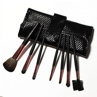 7Pcs Synthetic Hair Makeup Brushes in Gorgeous Lozenge Leather Bag
