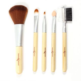 5Pcs Natural Bamboo Ultra soft Synthetic Makeup Brush Set