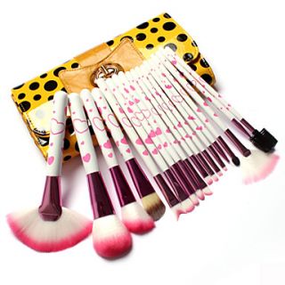 18 pcs Cute Makeup Brushes with gorgeous bow Knot Polka Dot Yellow Bag