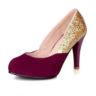 Suede Womens Cone Heel Pumps Heels with Sparkling Glitter Shoes(More Colors)