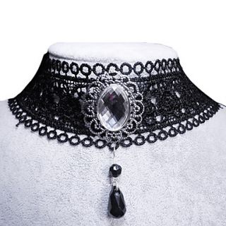 Handmade Aristocrat Black Lace Gothic Lolita Necklace with Crystal