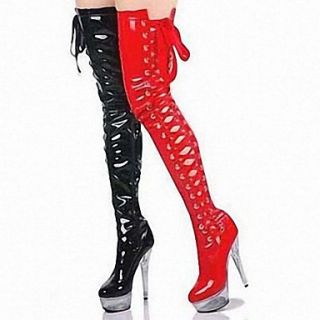 Faux Leather Womens Stiletto Heel Platform Over The Knee Boots Shoes (More Colors)