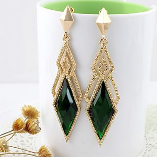 Kayshine Green Diamond Lattice Shape Earrings