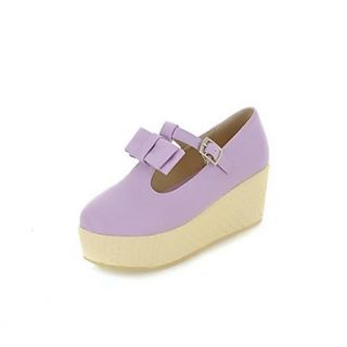 Faux Leather Womens Heels Creepers with Bowknot Shoes(More Colors)
