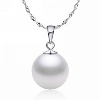 Elegant Sterling Silver With Pearl Pendant Womens Necklace