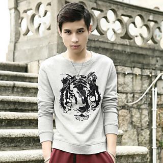 MenS Tiger Embroidery Round Collar Fasion Sweater