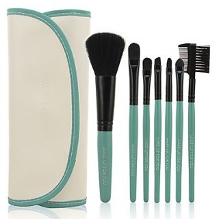 Portable 7pcs Cosmetic Brush Set(Coral Green)