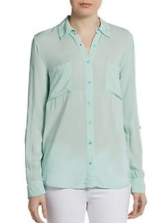 Long Sleeve Button Front Top   Julep
