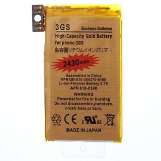 High Quality High Capacity Replacement 2430mAh Gold Battery for iPhone 3GS