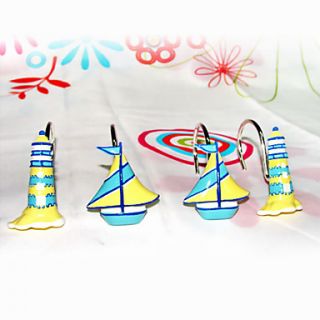 Shower Curtain Hooks,Modern Style Sailing Shape (12 pack)