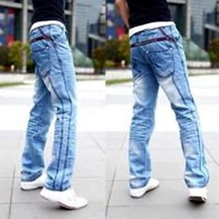 Classic Good Pants Quietly Elegant Red Edge Ornament Wash Mens Jeans Straight Canister