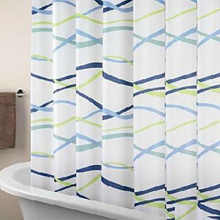 Shower Curtain Modern Curve Print Thick Fabric Water resistant W71 x L71