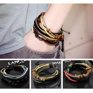 Women Wrap Multilayer PU Leather Ropes Little Beads Bracelet