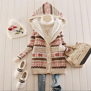 New 2014 Womens Snowflake Printed Fleece Thickening Hooded Sweater