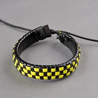 Unisex Fluorescent Color Lattice PU Leather Bracelet Wrist Chain