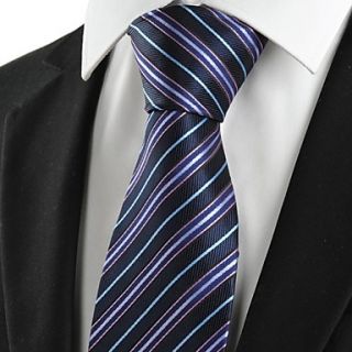 New Striped Purple Formal Mens Tie Necktie for Wedding Holiday Gift